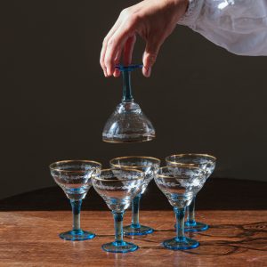 Sada 6 sklenic s modrou stonkou