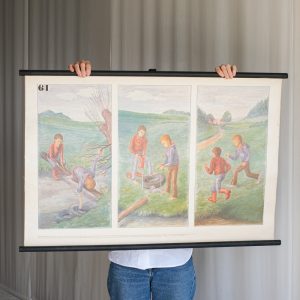 Školní plakát Děti u potoka, 1983